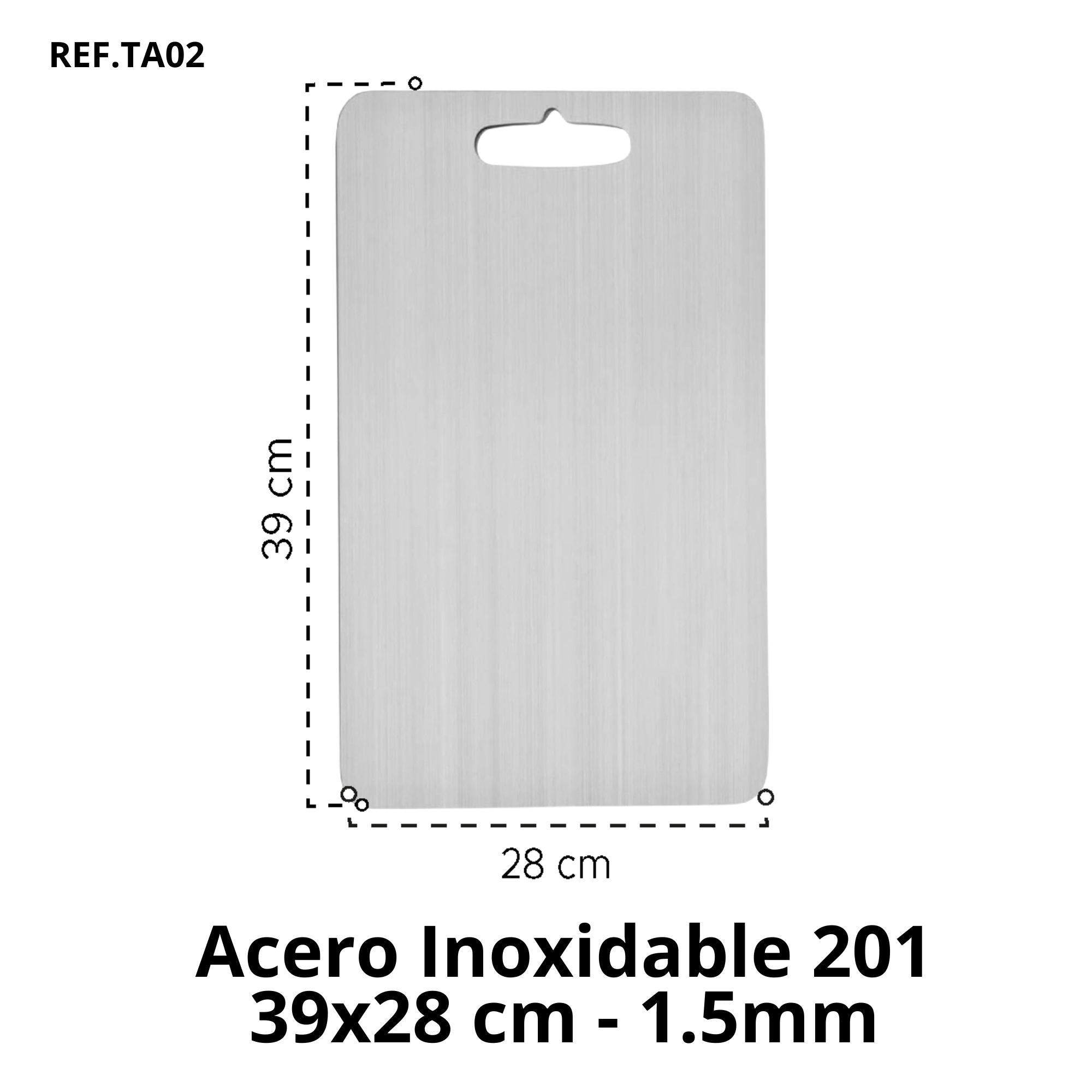 Tabla para picar en acero 39 x 28 cm